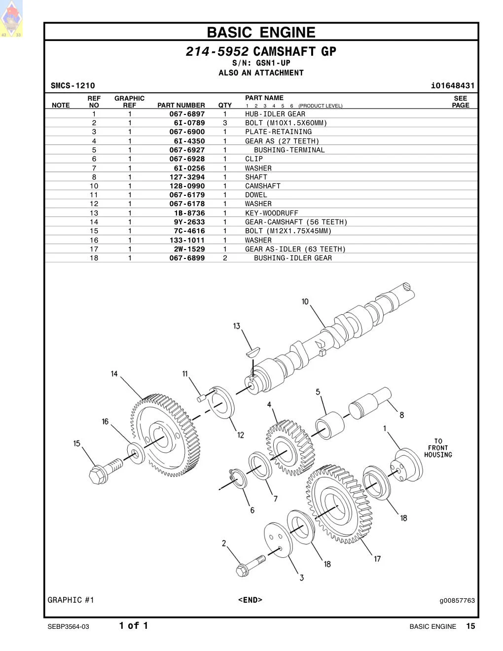 7C-4616 BOLT (M12X1.75X45MM) · S/N GSN1-UP CAT parts manual diagram