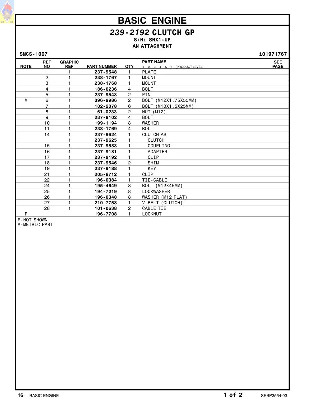 238-1768 MOUNT · S/N SNX1-UP CAT parts manual diagram