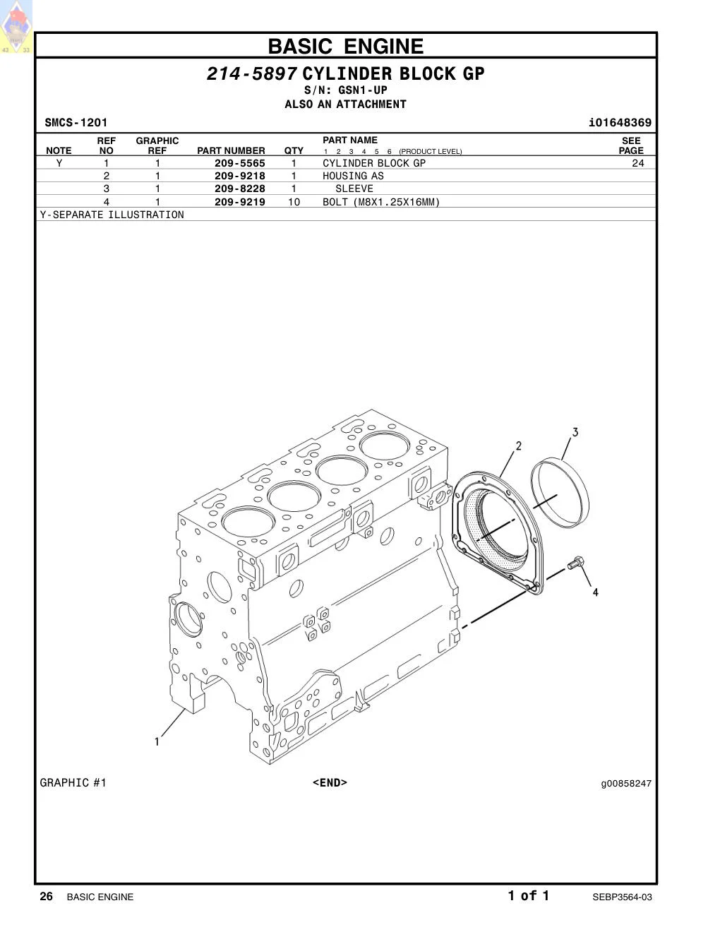 209-9218 HOUSING AS · S/N GSN1-UP CAT parts manual diagram