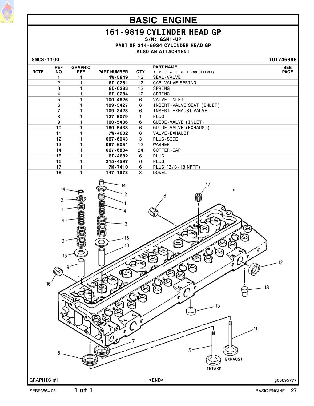 067-6054 WASHER · S/N GSN1-UP CAT parts manual diagram