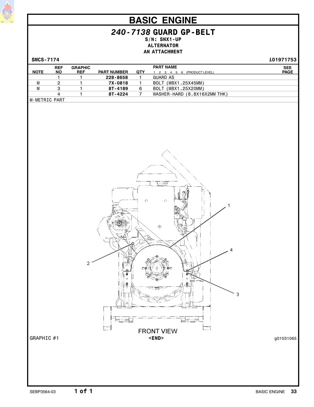 7X-0818 - BOLT (M8X1.25X45MM)