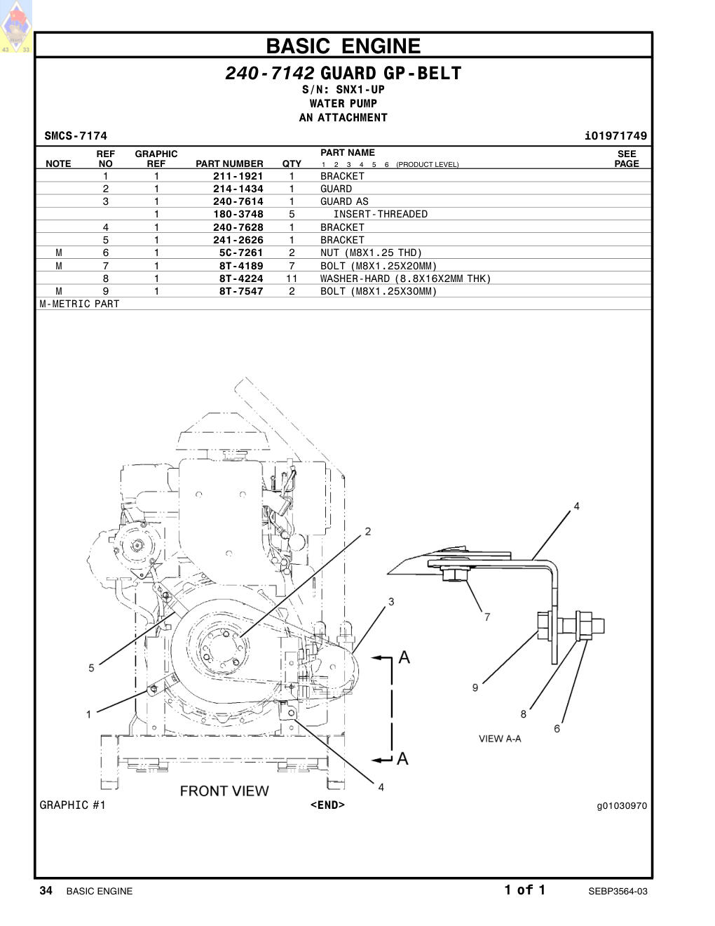 211-1921 BRACKET · S/N SNX1-UP CAT parts manual diagram