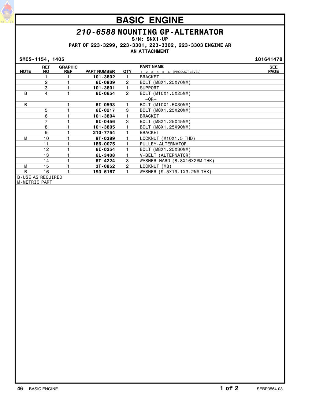 101-3802 BRACKET · S/N SNX1-UP CAT parts manual diagram