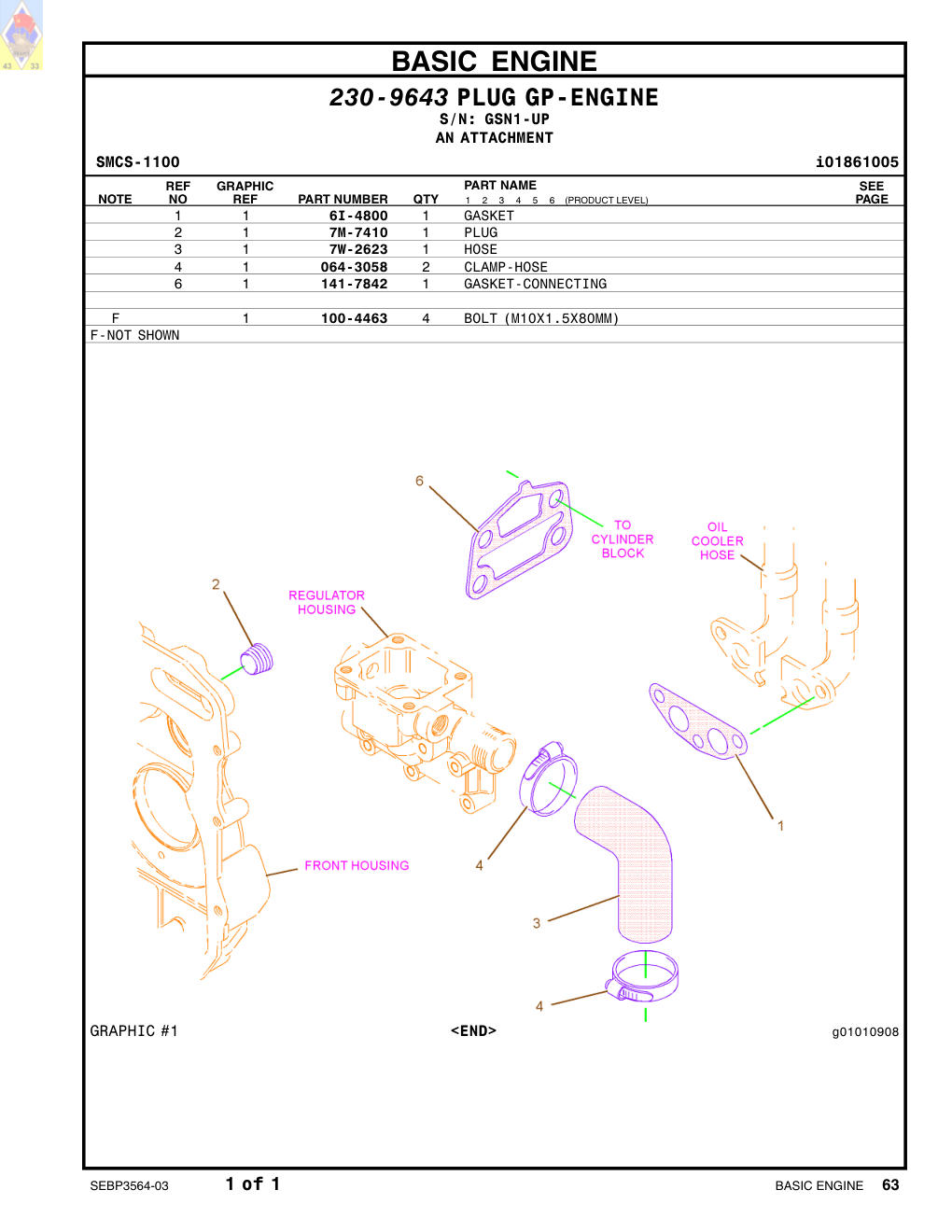 6I-4800 GASKET · S/N GSN1-UP CAT parts manual diagram