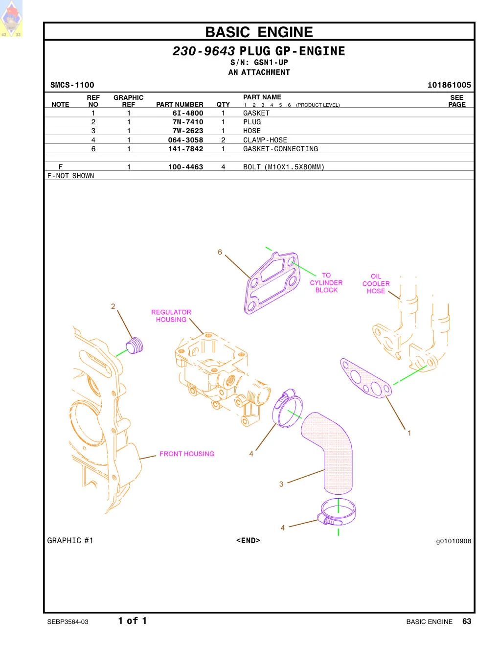 7W-2623 HOSE · S/N GSN1-UP CAT parts manual diagram