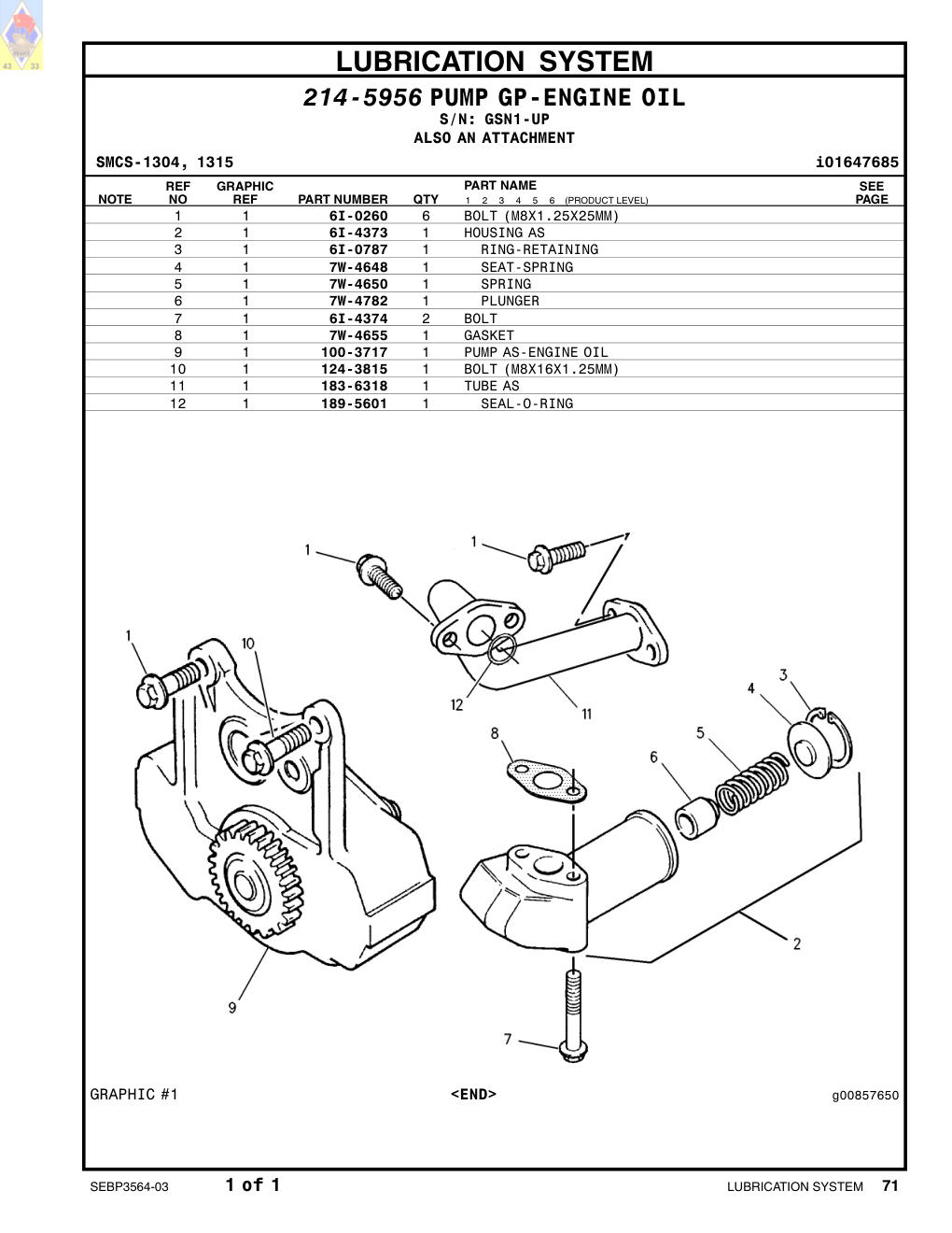 6I-0787 RING-RETAINING · S/N GSN1-UP CAT parts manual diagram