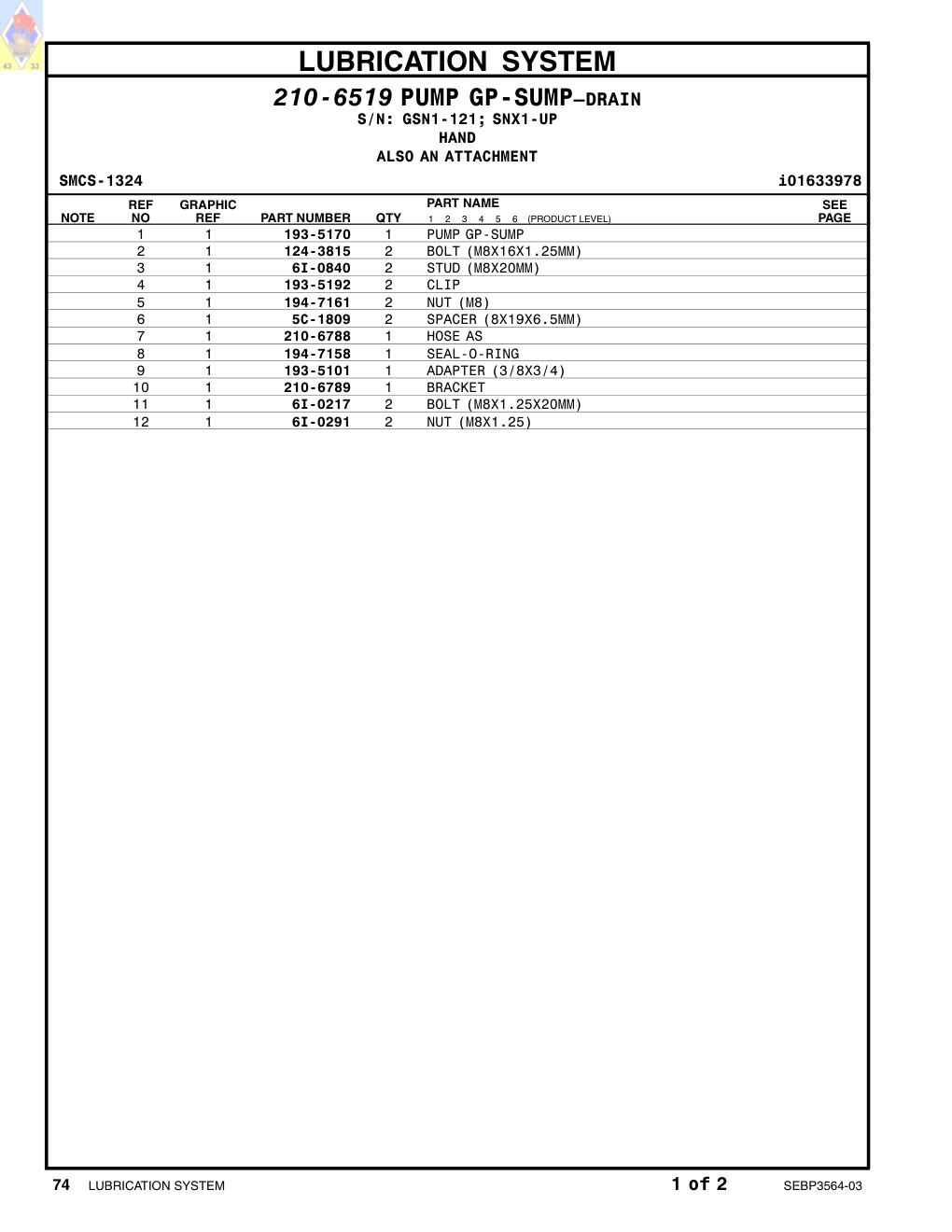 194-7161 NUT (M8) CAT parts manual diagram