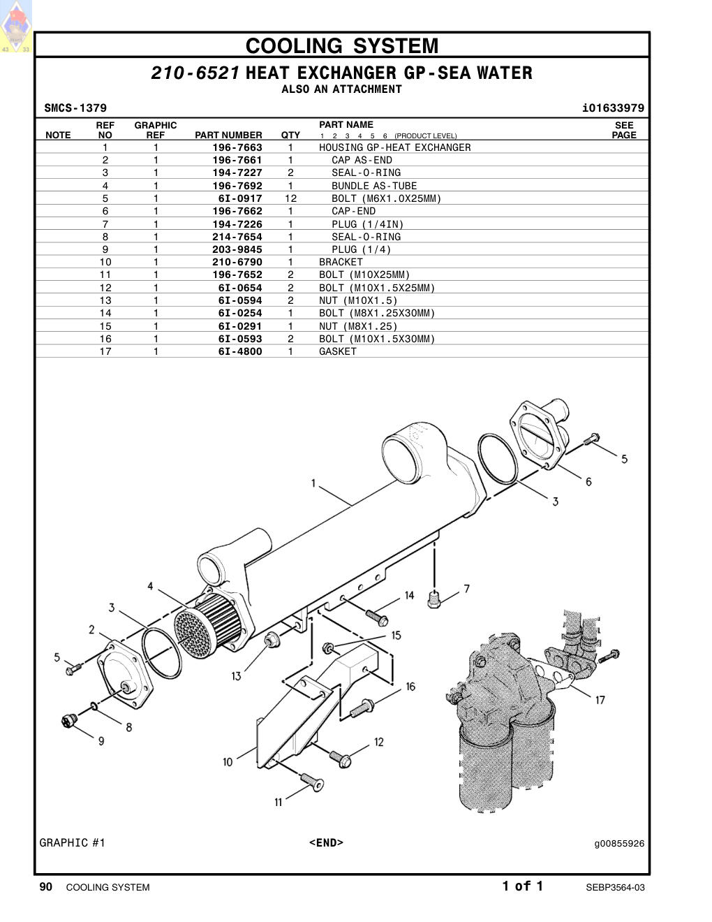 6I-0594 NUT (M10X1.5) CAT parts manual diagram