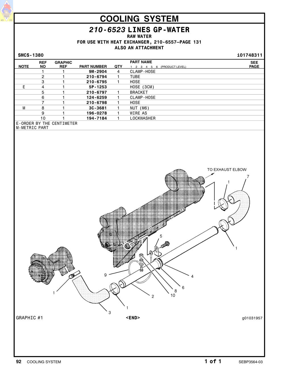 124-6259 CLAMP-HOSE CAT parts manual diagram