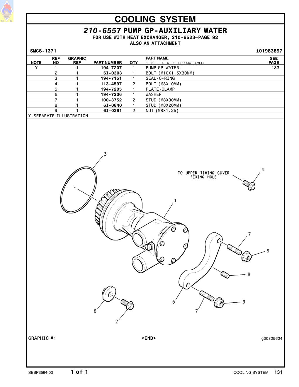 100-3752 STUD (M8X30-MM) CAT parts manual diagram