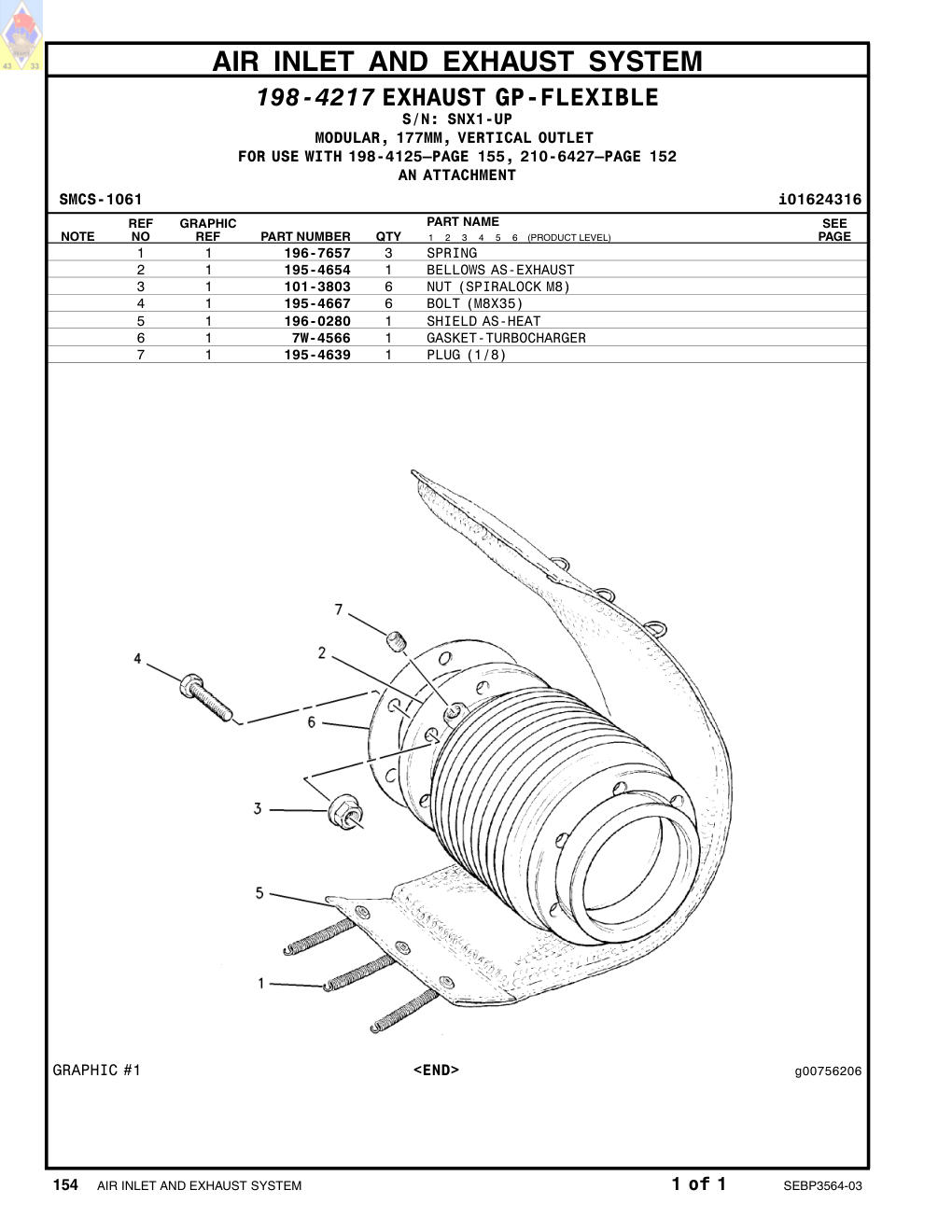 195-4639 PLUG · S/N SNX1-UP CAT parts manual diagram