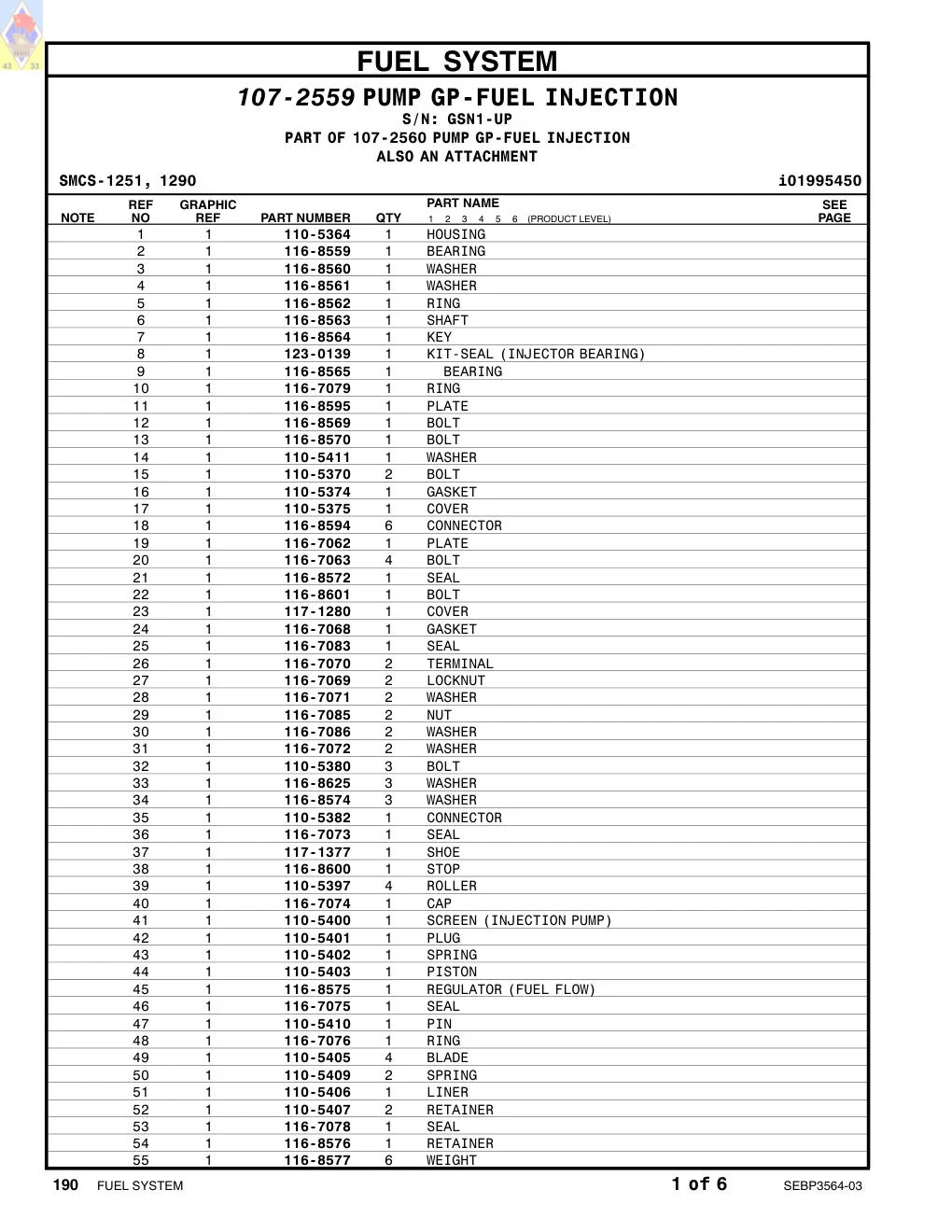 110-5382 CONNECTOR · S/N GSN1-UP CAT parts manual diagram