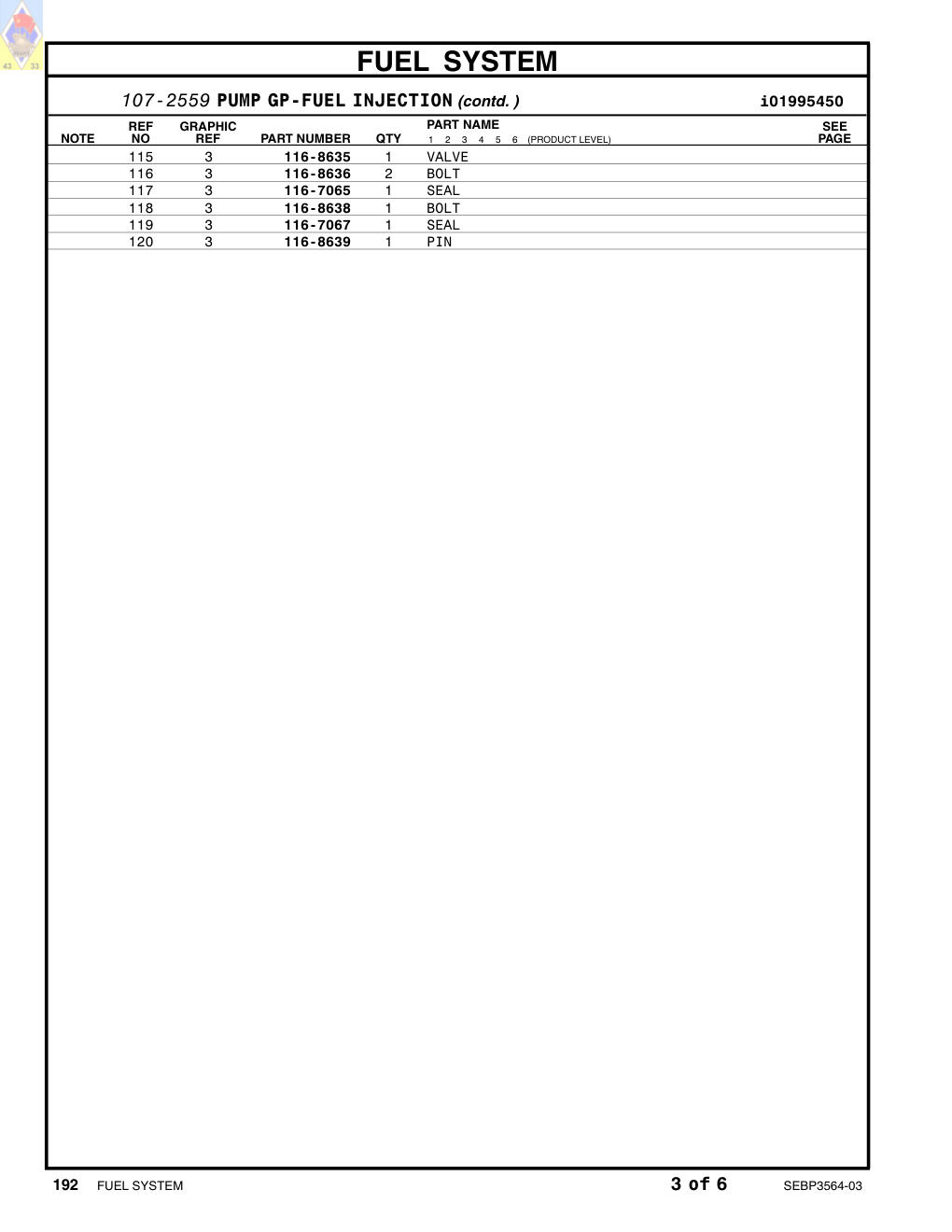 116-8638 BOLT CAT parts manual diagram