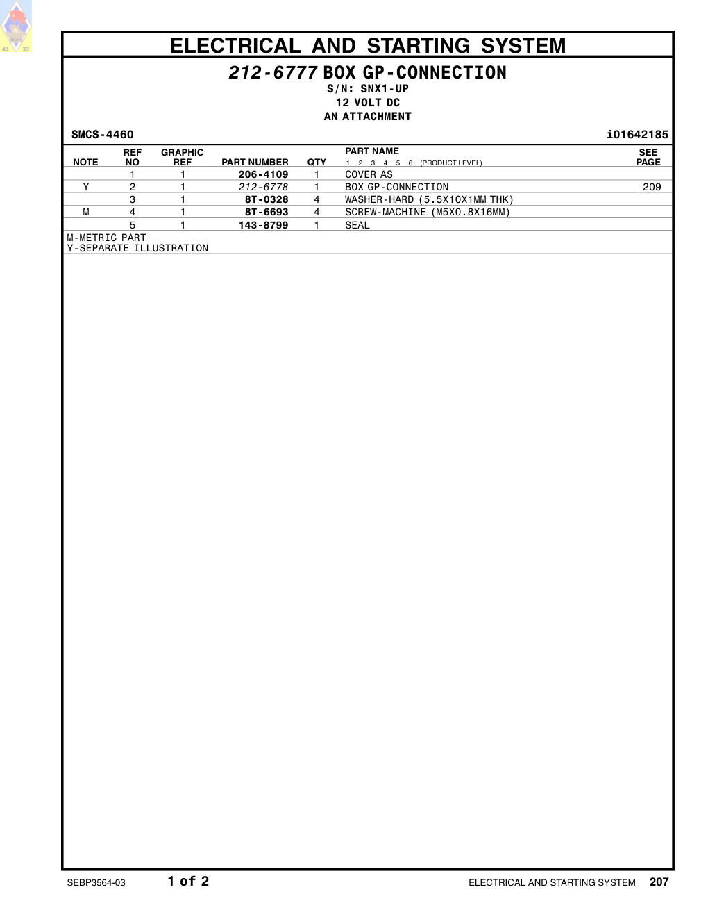 206-4109 COVER AS · S/N SNX1-UP CAT parts manual diagram