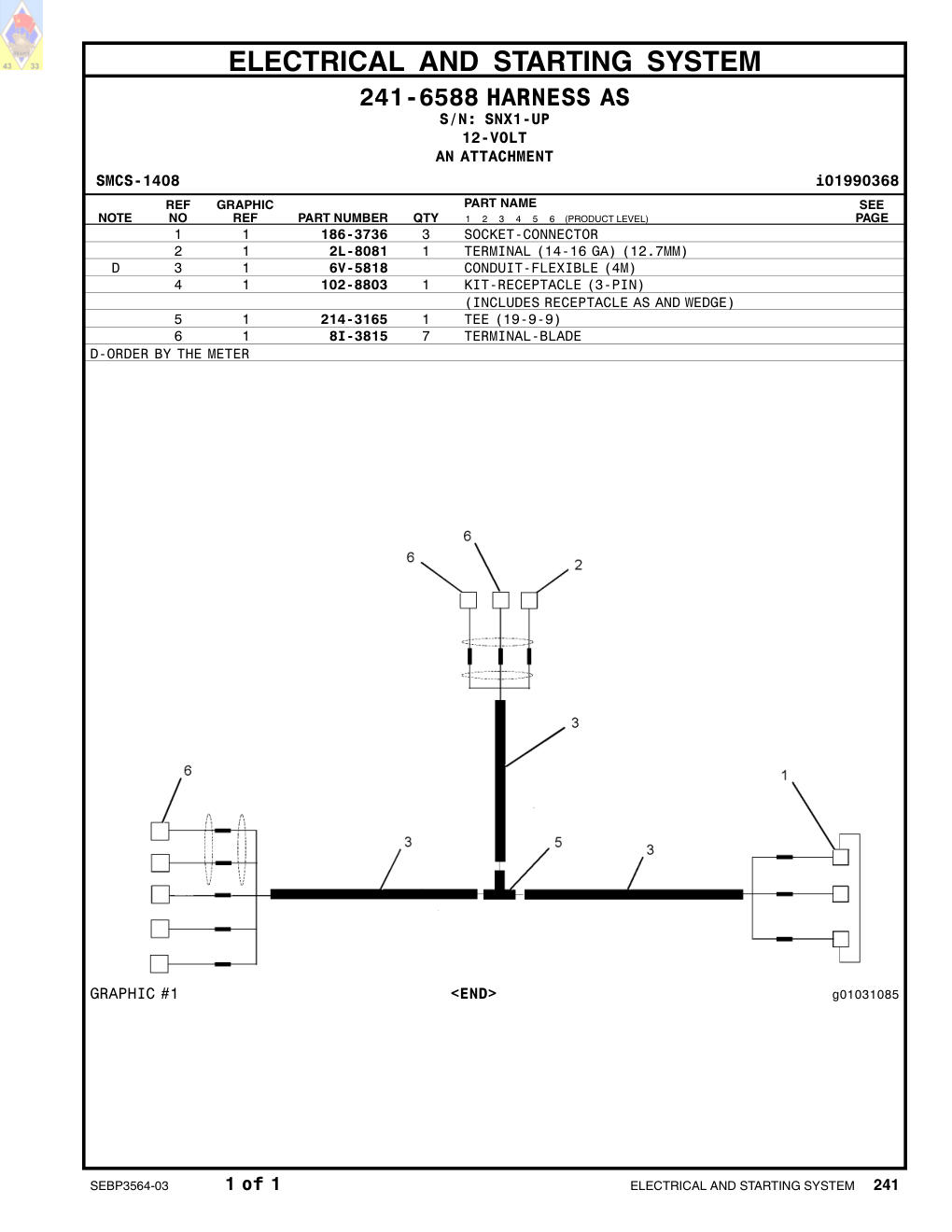 102-8803 - KIT-RECEPTACLE (3-PIN)