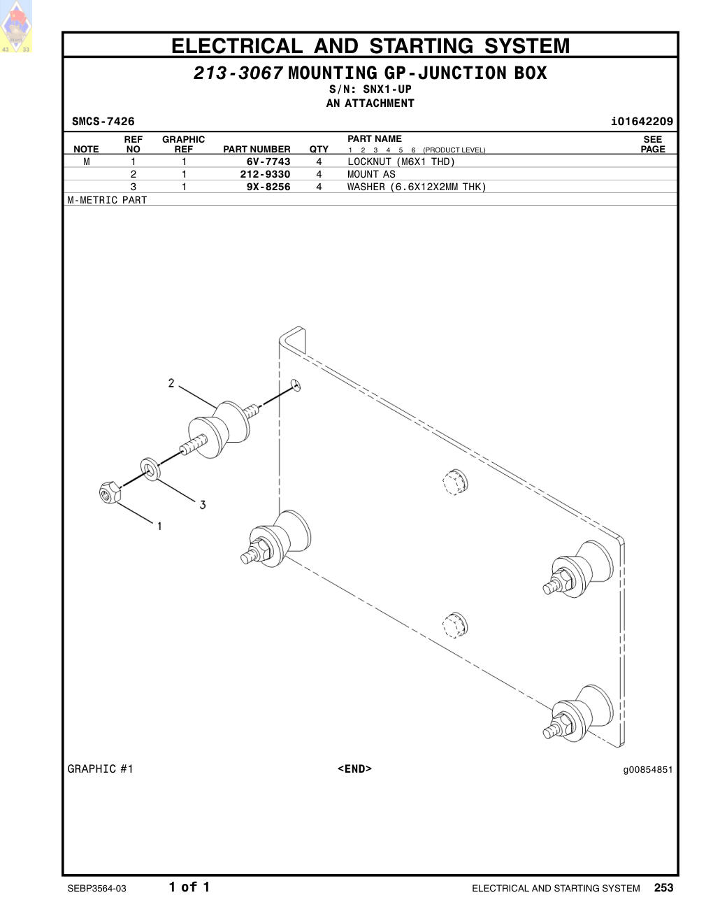 212-9330 MOUNT AS · S/N SNX1-UP CAT parts manual diagram