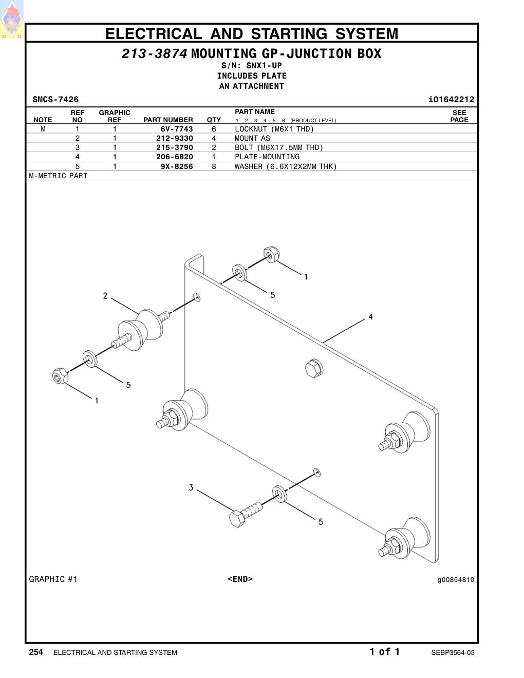 215-3790 BOLT (M6X17.5-MM THD) · S/N SNX1-UP CAT parts manual diagram