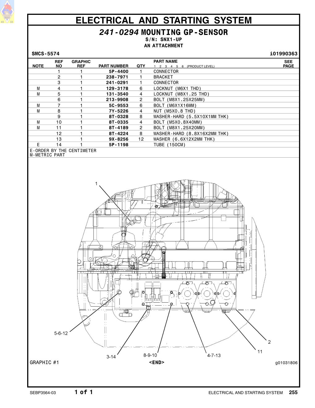 238-7971 BRACKET · S/N SNX1-UP CAT parts manual diagram