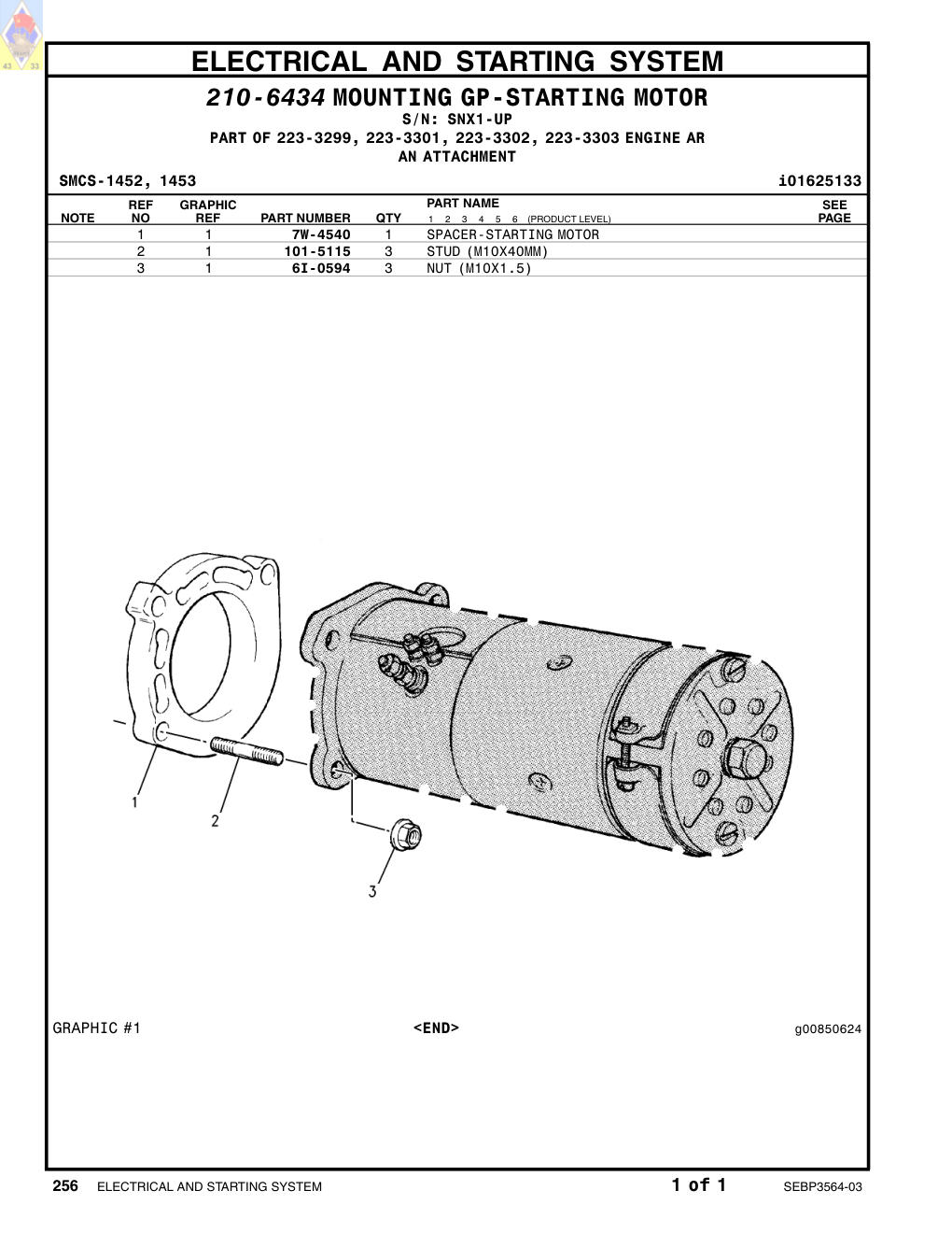 101-5115 STUD (M10X40-MM) · S/N SNX1-UP CAT parts manual diagram