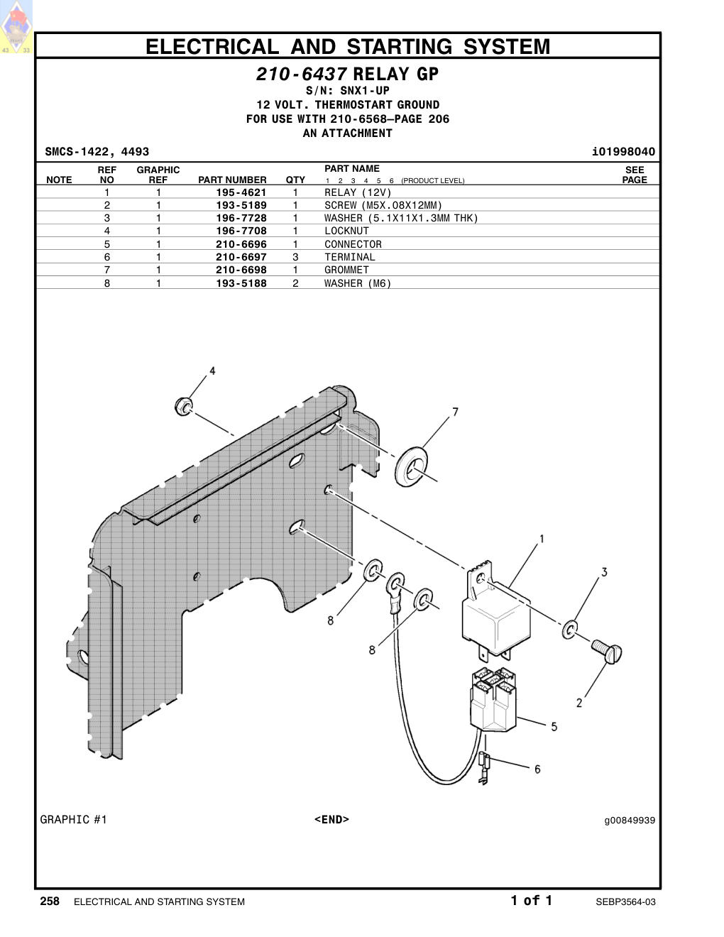 210-6698 GROMMET · S/N SNX1-UP CAT parts manual diagram