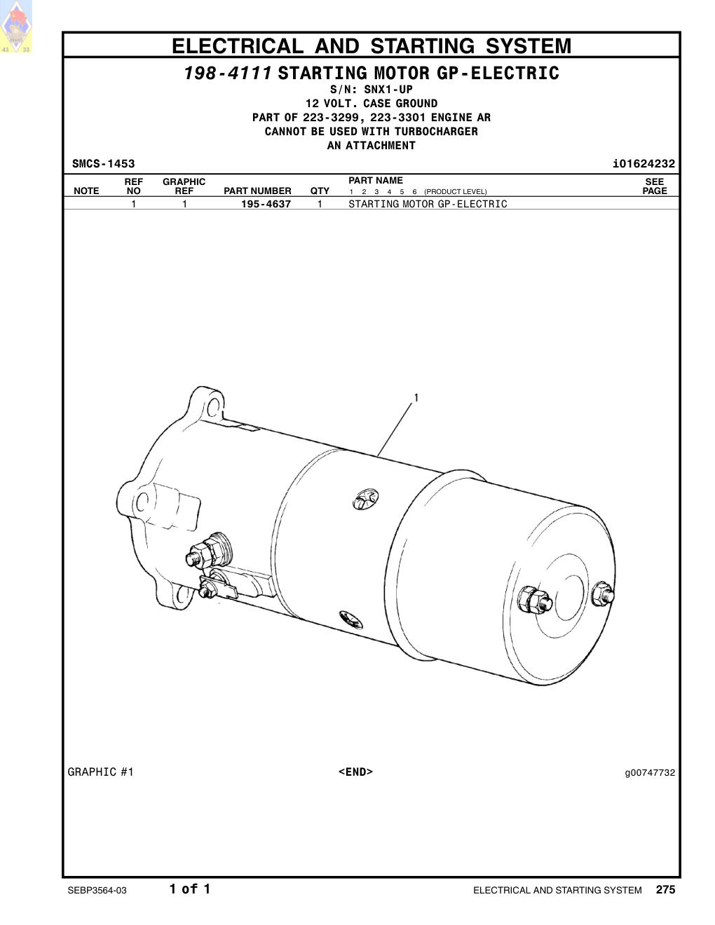 195-4637 - STARTING MOTOR GP-ELECTRIC