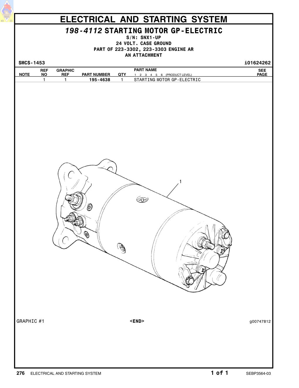 195-4638 - STARTING MOTOR GP-ELECTRIC