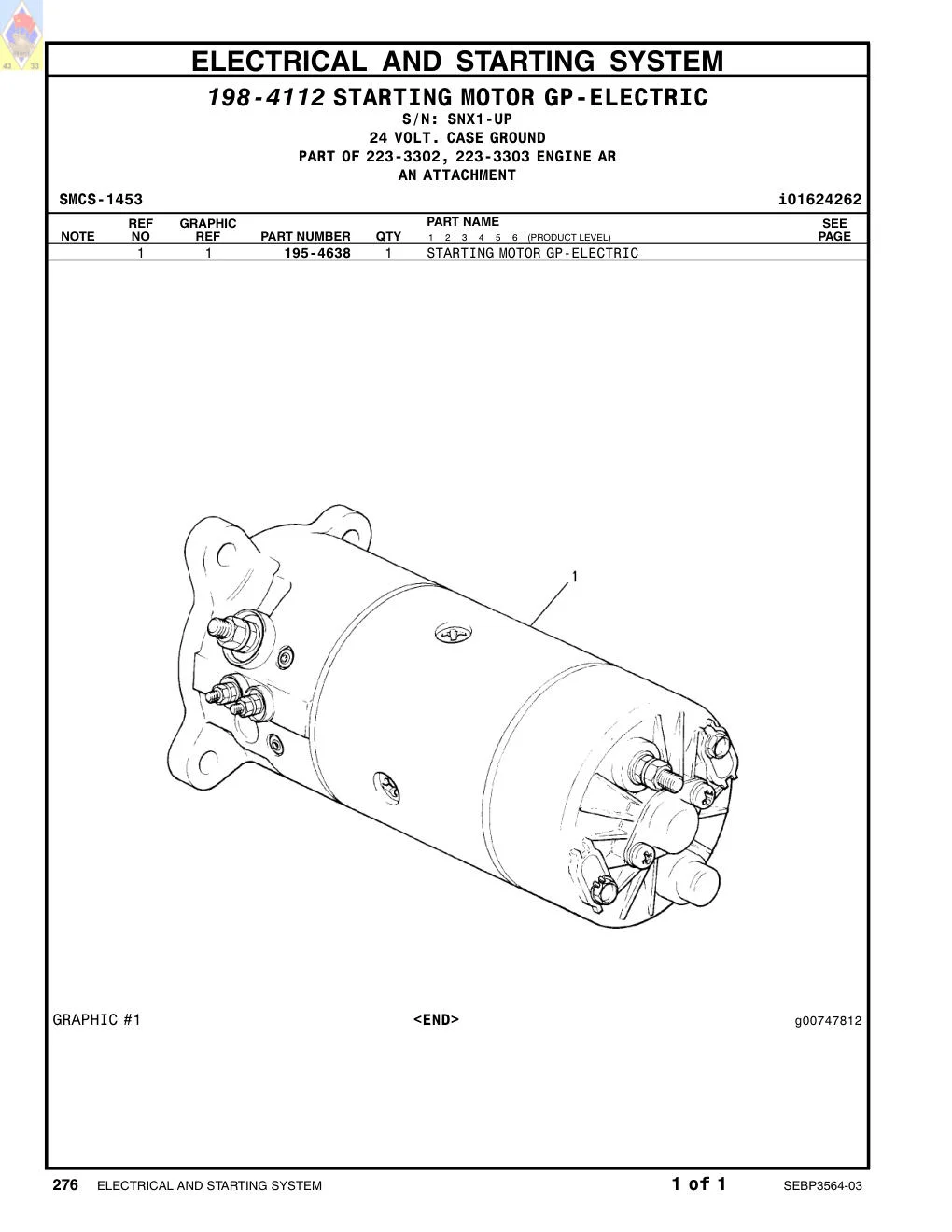 195-4638 - STARTING MOTOR GP-ELECTRIC