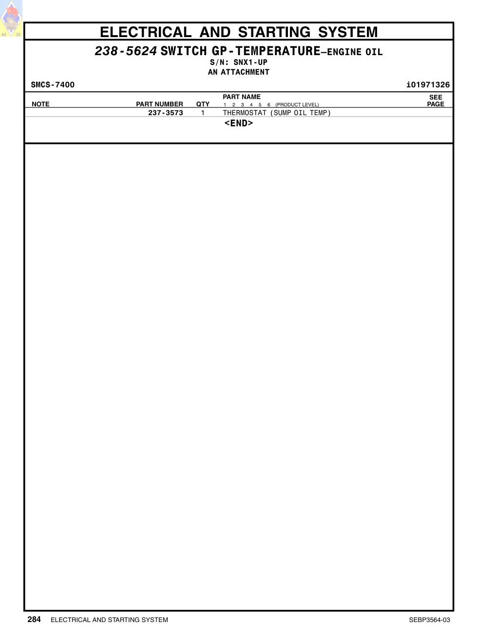 237-3573 THERMOSTAT (SUMP OIL TEMP) CAT parts diagram