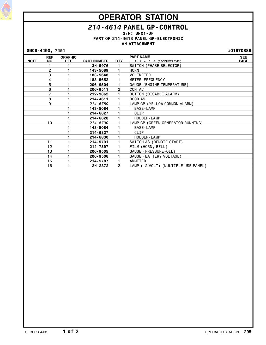 214-6827 CLIP · S/N SNX1-UP CAT parts manual diagram