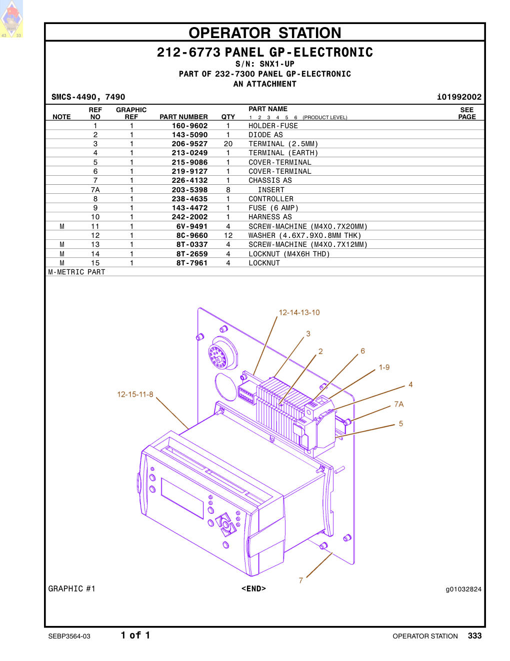 226-4132 CHASSIS AS · S/N SNX1-UP CAT parts manual diagram