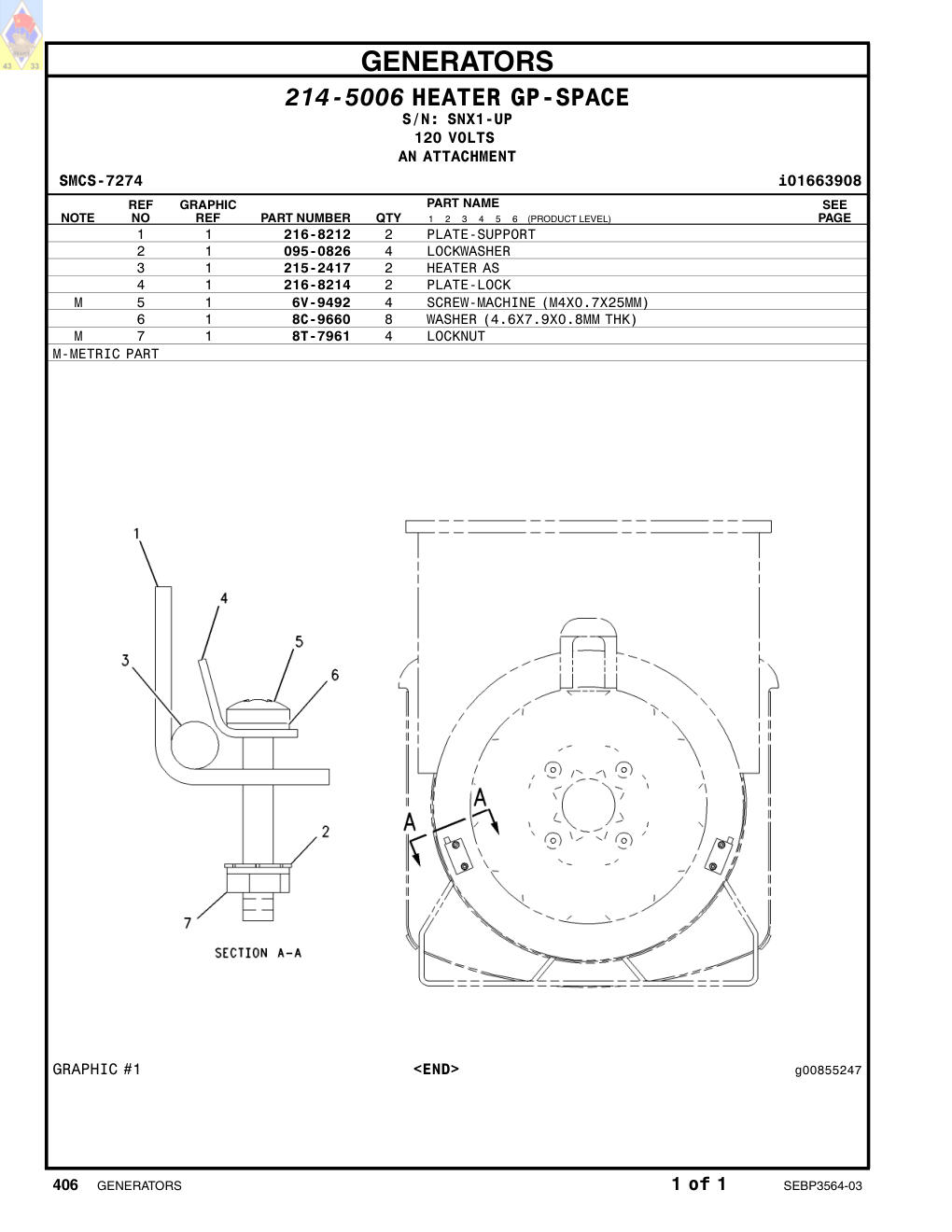 216-8212 PLATE-SUPPORT · S/N SNX1-UP CAT parts manual diagram