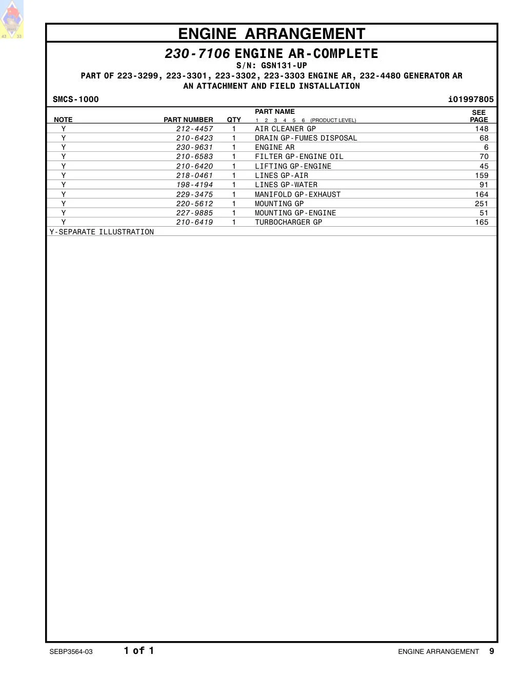 230-9631 ENGINE AR CAT parts diagram