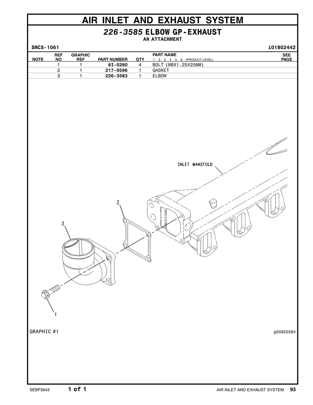 226-3583 ELBOW CAT parts manual diagram