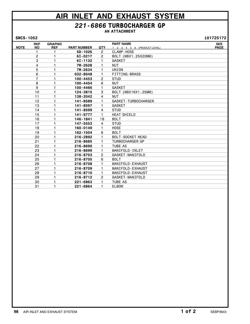 221-6863 TUBE AS CAT parts manual diagram