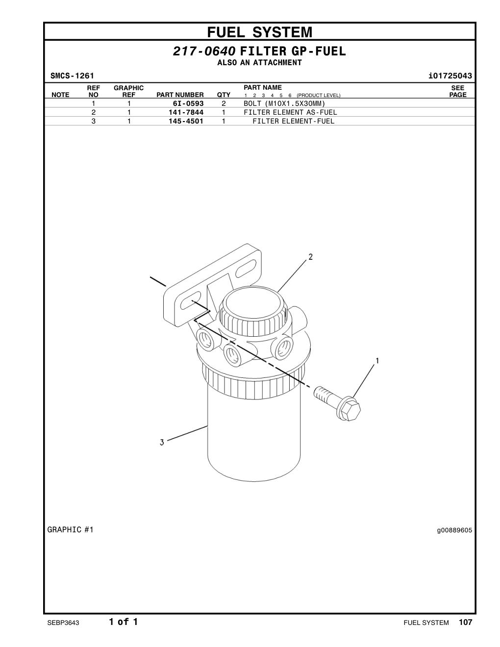 141-7844 FILTER ELEMENT AS-FUEL CAT parts manual diagram