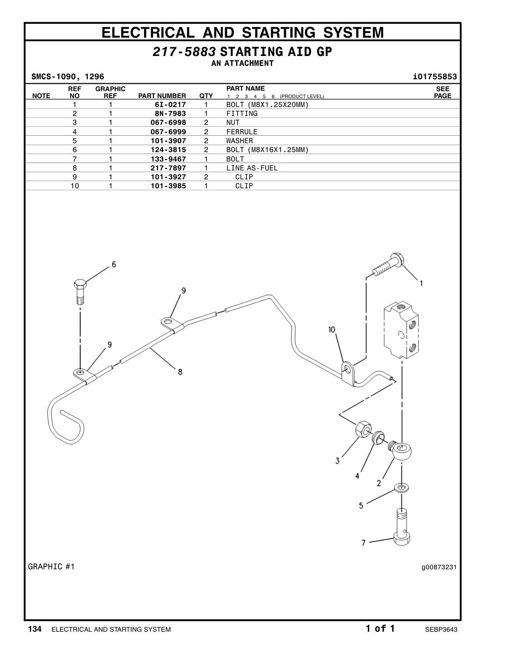 101-3927 CLIP CAT parts manual diagram