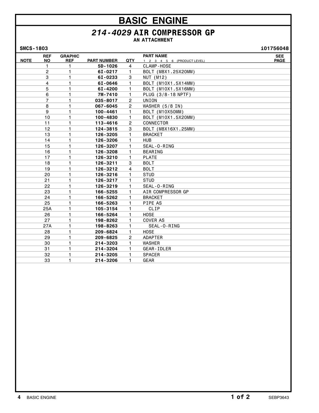 214-3203 WASHER CAT parts manual diagram