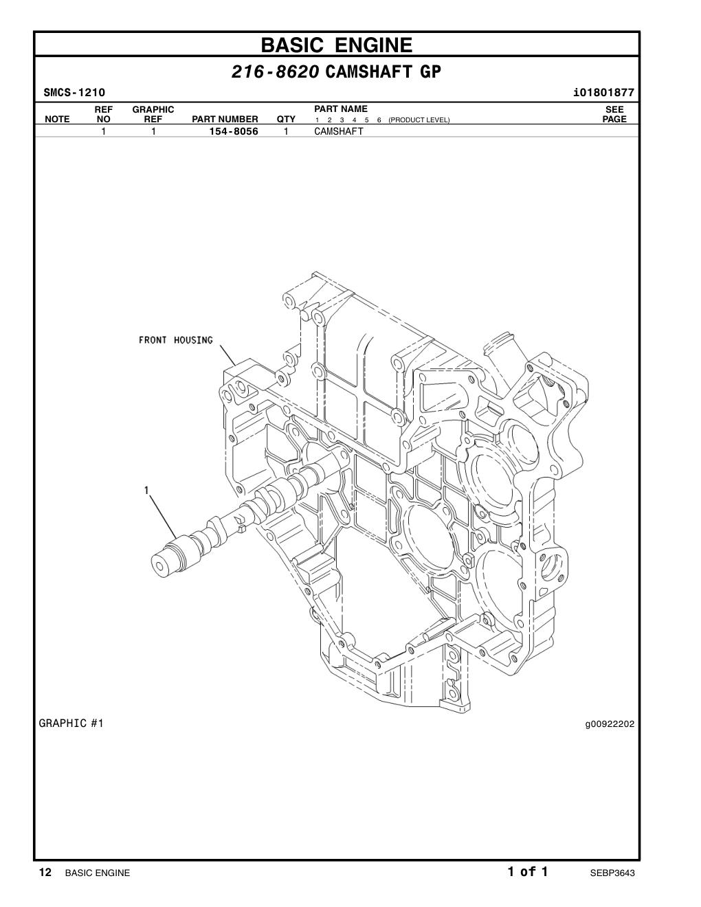 154-8056 CAMSHAFT CAT parts manual diagram
