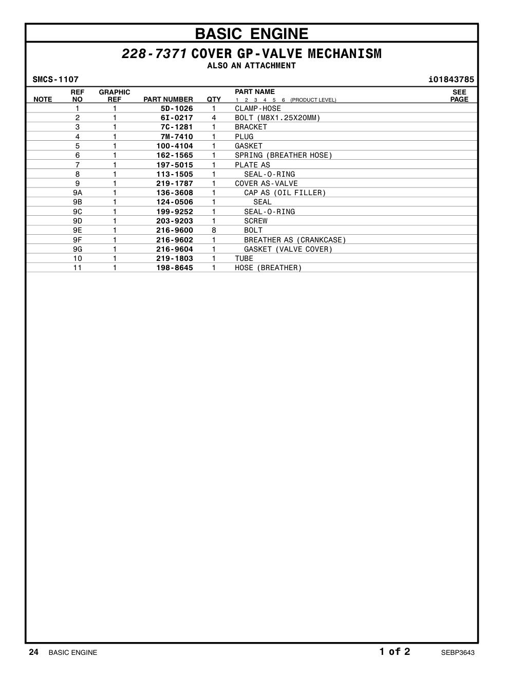 219-1787 COVER AS-VALVE CAT parts manual diagram