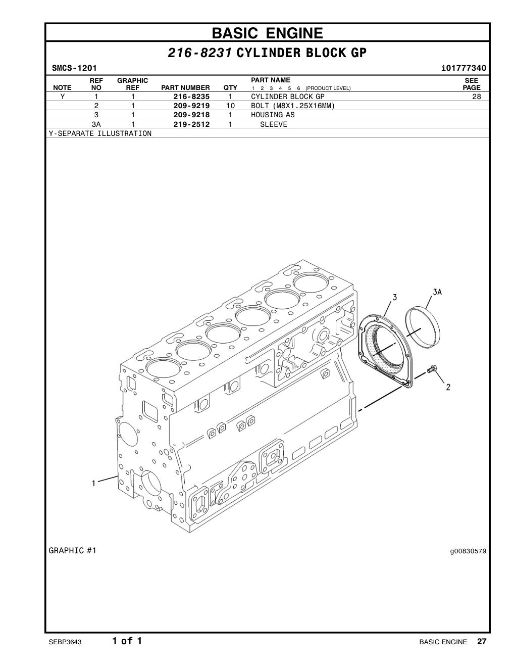 216-8235 CYLINDER BLOCK GP CAT parts manual diagram