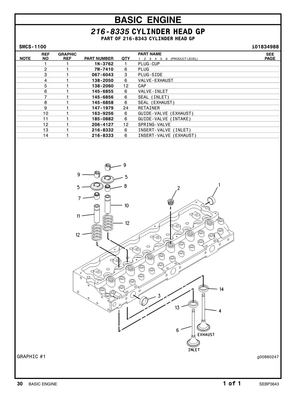 216-8333 INSERT-VALVE (EXHAUST) CAT parts manual diagram