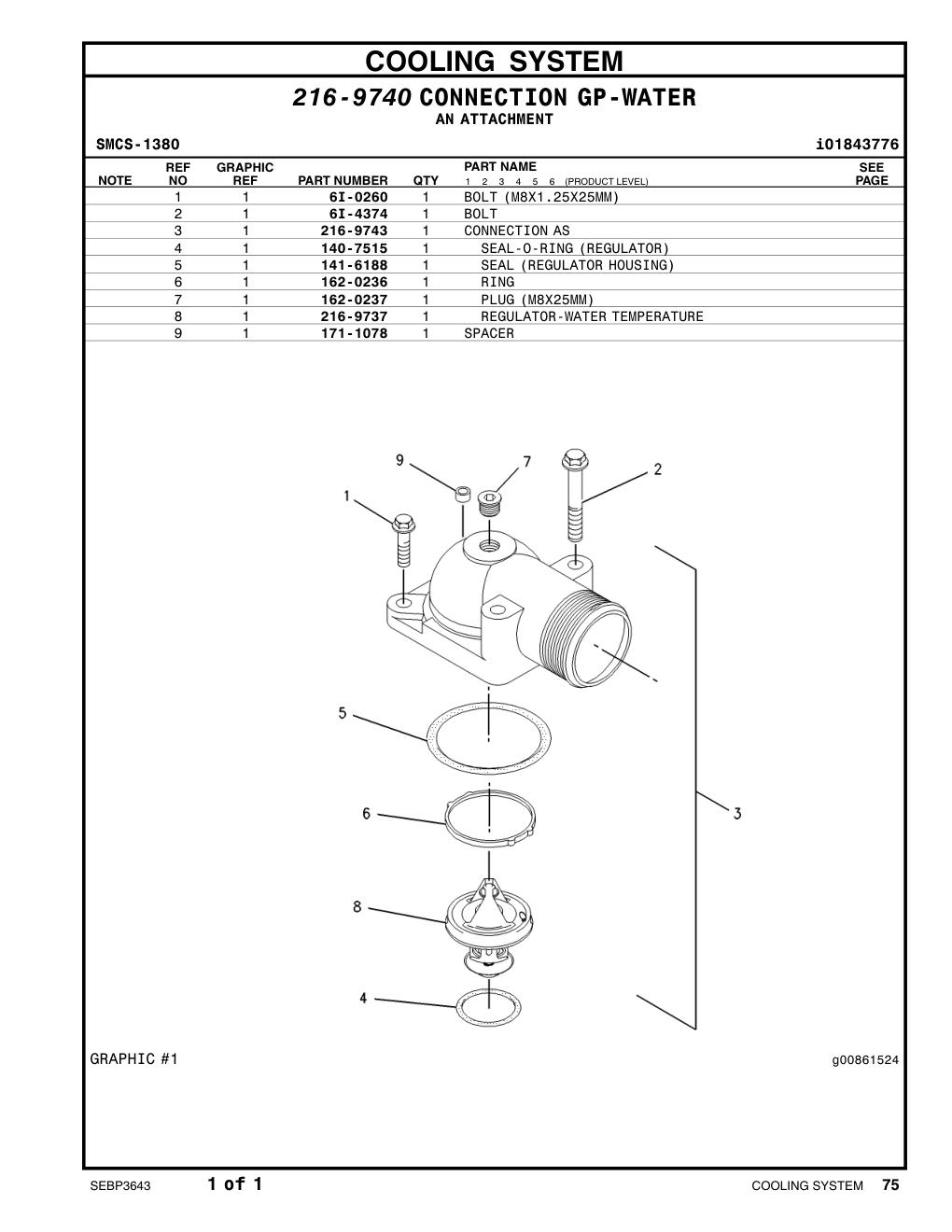216-9743 CONNECTION AS CAT parts manual diagram