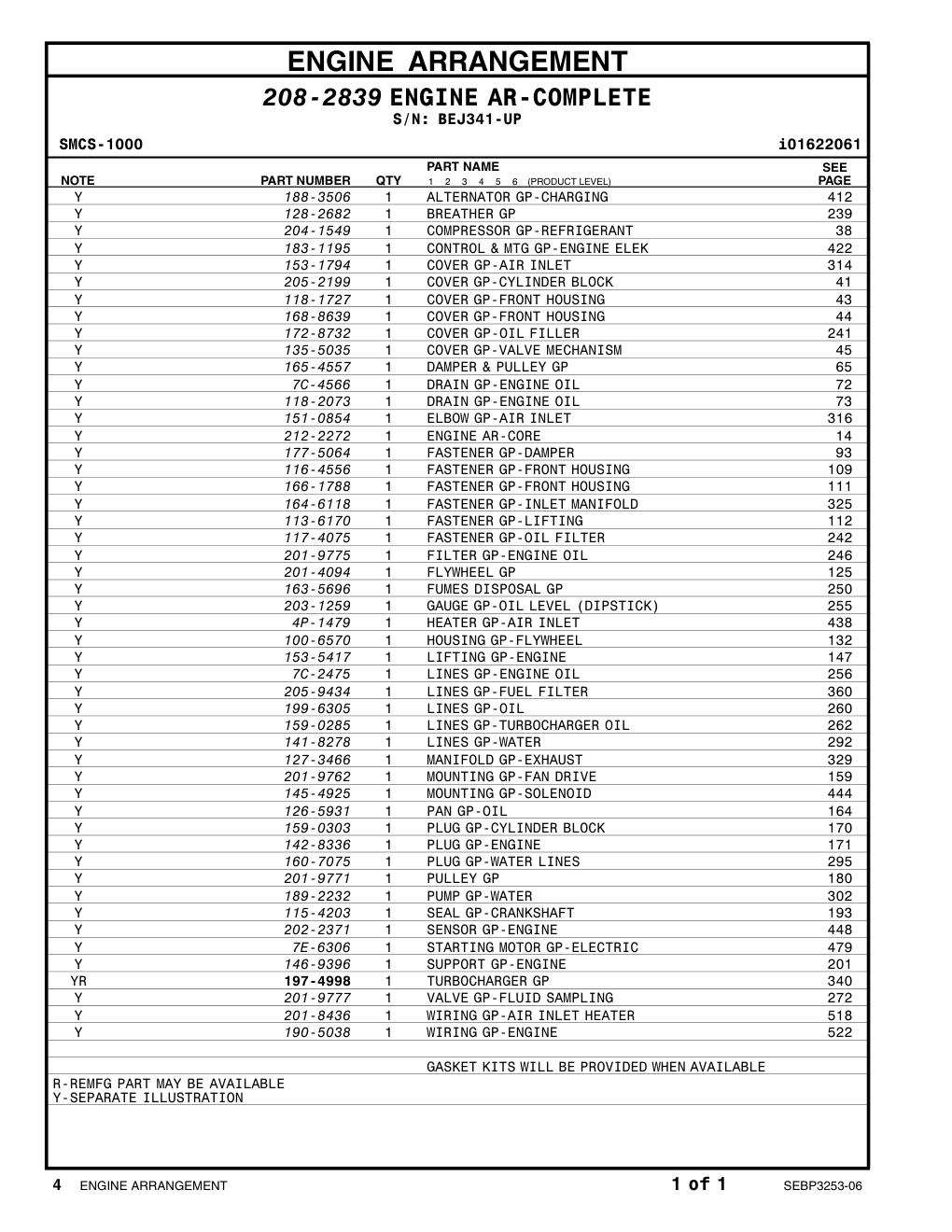 7C-2475 LINES GP-ENGINE OIL CAT parts manual diagram