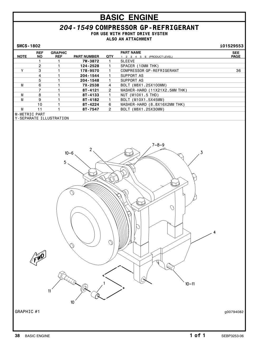 7X-2538 BOLT (L=100mm) CAT parts manual diagram