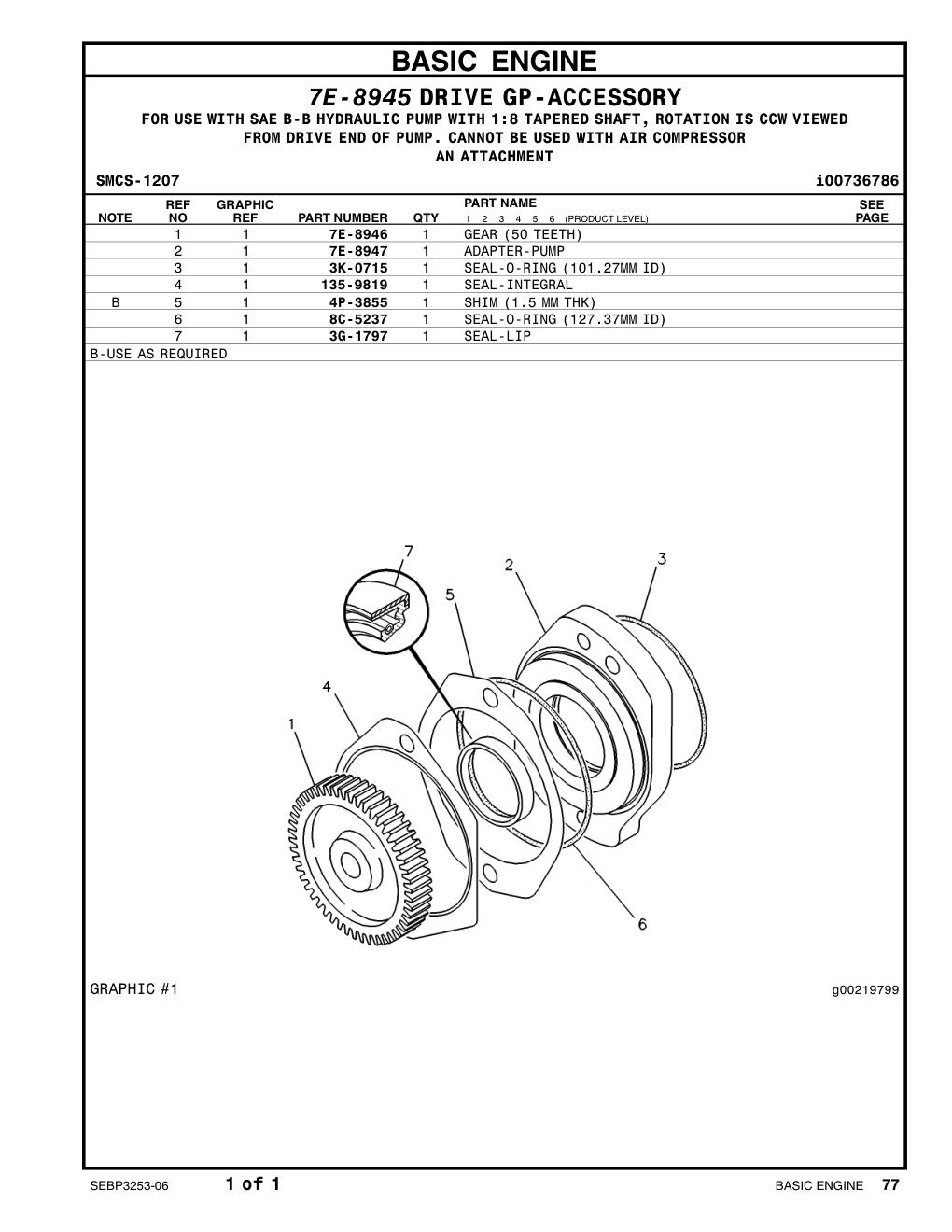 3G-1797 SEAL-LIP TYPE CAT parts manual diagram