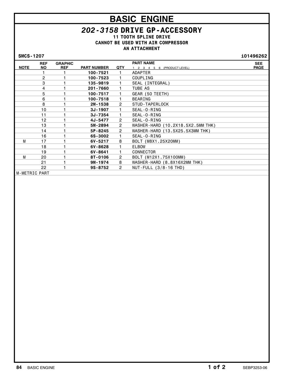 2M-1538 STUD-TAPERLOCK (3/8-16X1.6-IN) CAT parts manual diagram
