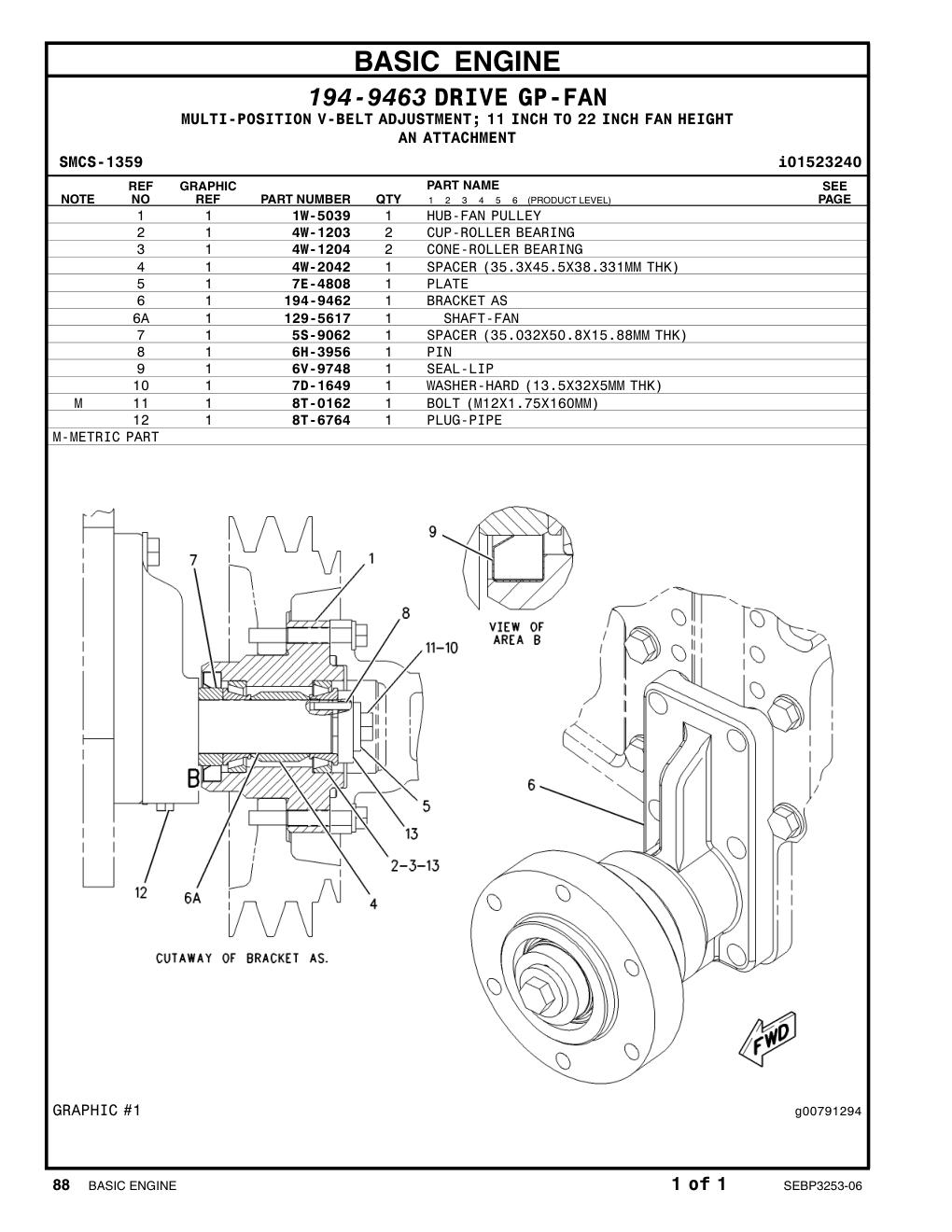 4W-1204 CONE-BEARING CAT parts manual diagram