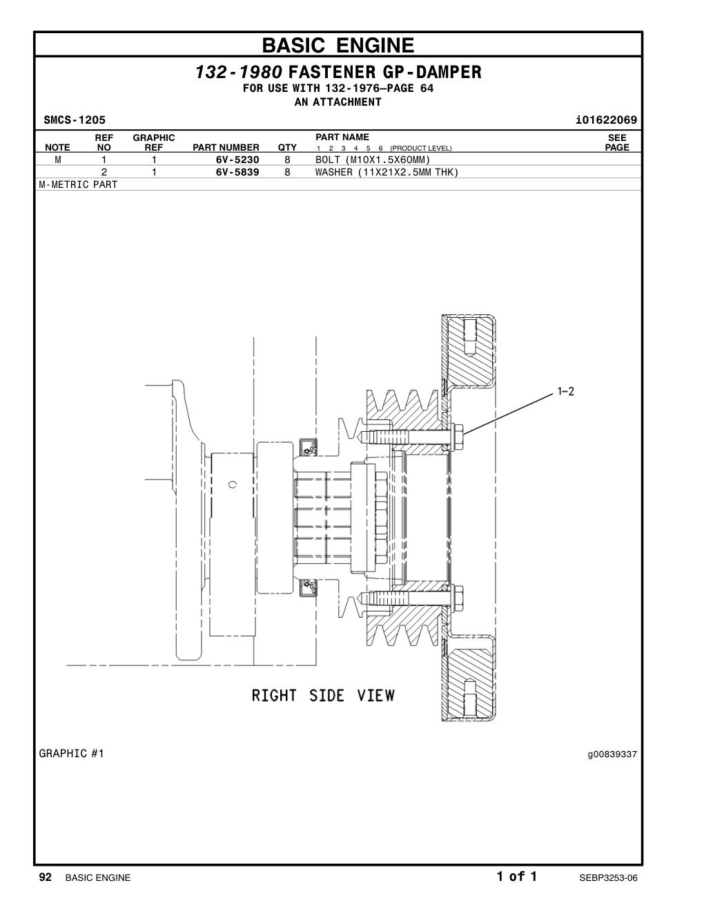 6V-5230 BOLT (L=60mm) CAT parts manual diagram
