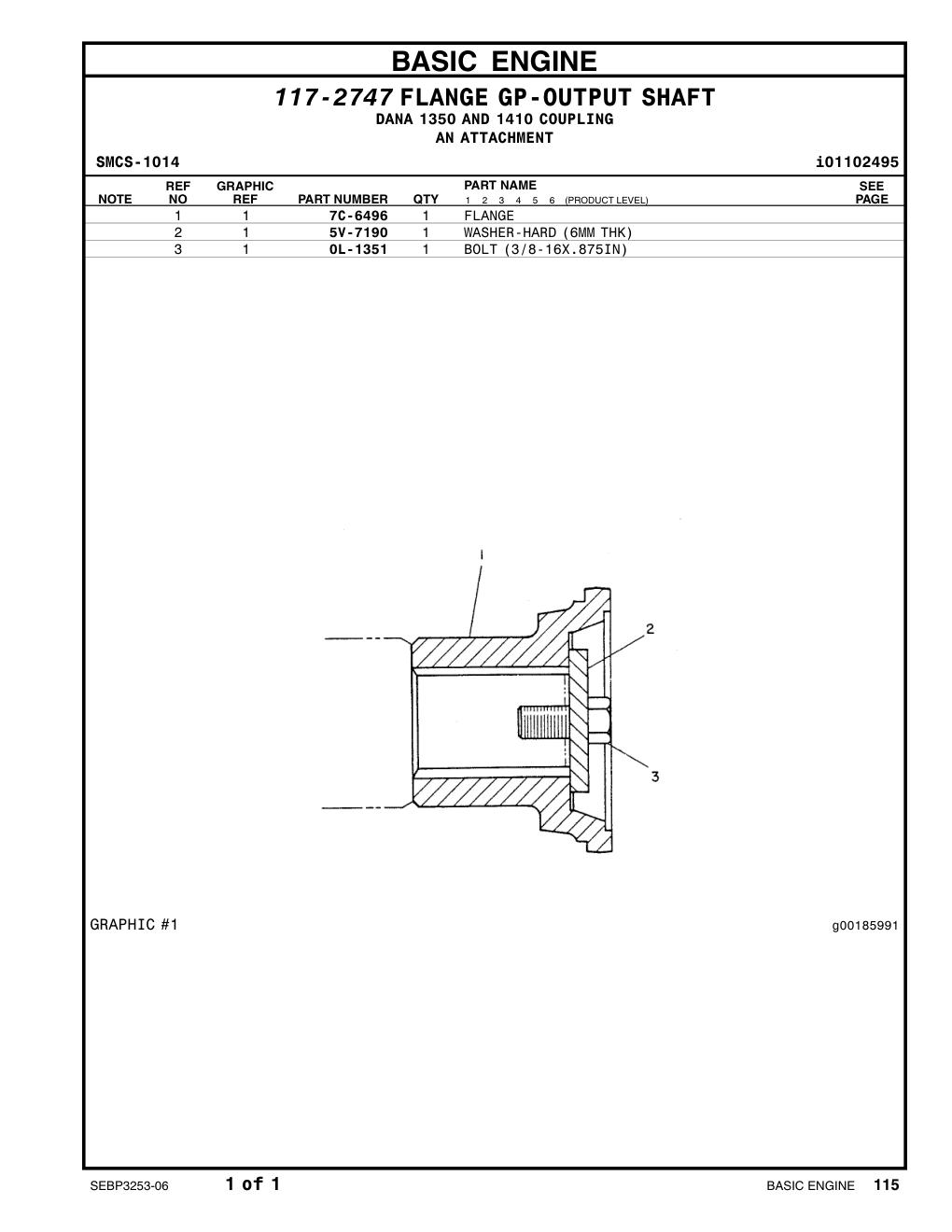 5V-7190 WASHER-HARD (6MM THK) CAT parts manual diagram