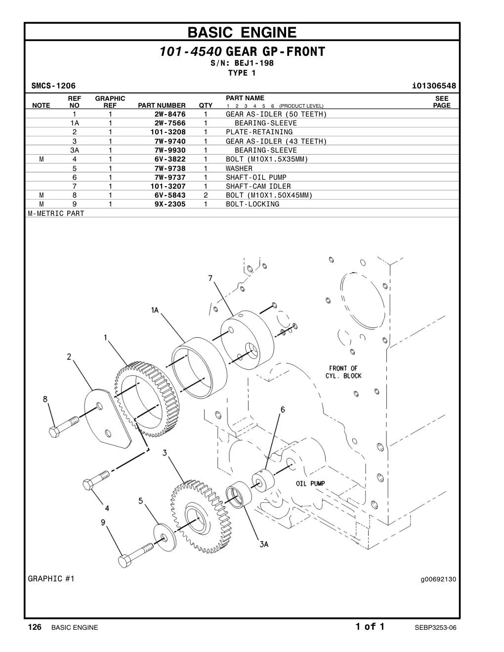 101-3207 - SHAFT-CAM IDLER
